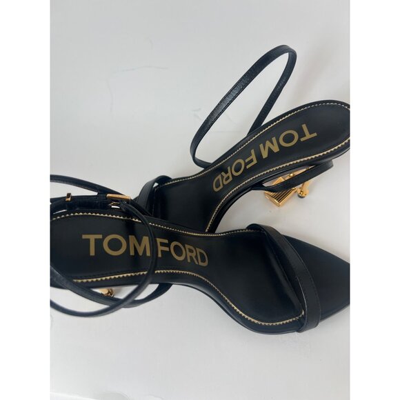 Tom Ford Padlock Naked Pointy Toe Black Leather Sandals Size 37.5 US7.5 - Picture 15 of 15